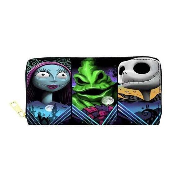 Nightmare Before Christmas Billfold Zippered Wallet Skellington (27) - Picture 1 of 2